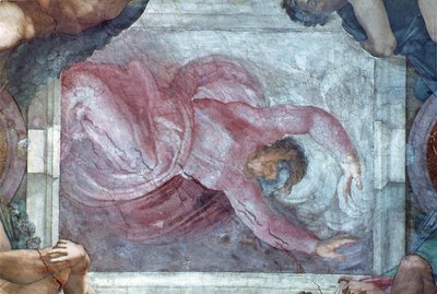 Sistine Chapel Ceiling: God Dividing Light from Darkness (pre restoration) by Michelangelo Buonarroti